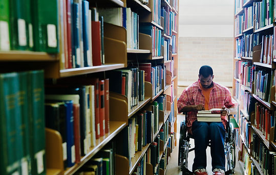 Person reading in library