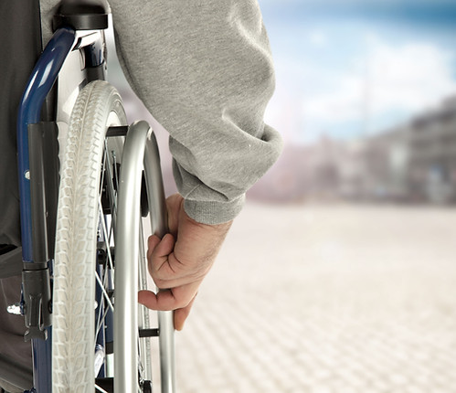 Close-up of wheelchair wheel